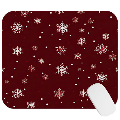 Maroon Snowflake Dreams Snow Modern Gaming Cute Office Laptop Desk Pad Gift Mat Square Rectangle Non-Slip Mousepad