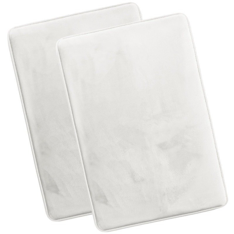 Steph Luxury Ultra Soft and Absorbent Memory Foam Bath Rug Set with Non-Slip Backing, Large: 20"W x 34"L, White