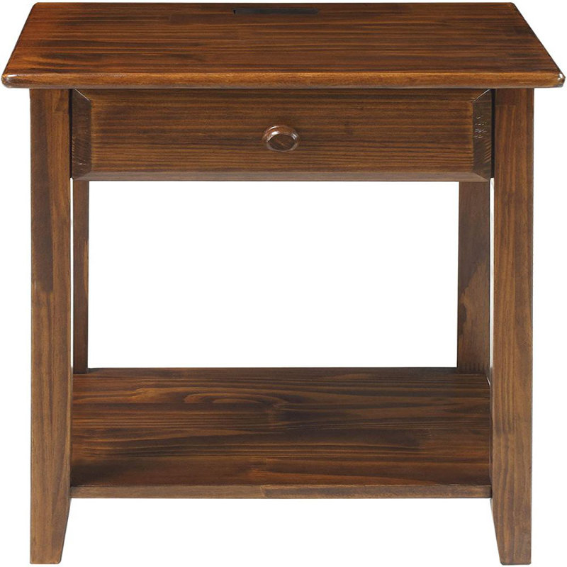 17.5'' W Solid Wood Nightstand, Brown