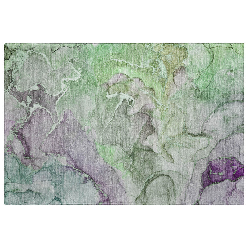 Tapis de qualité supérieure lavable à la machine Dream Shag ADS500 Watercolors, Vert, 2 pi 6 po x 3 pi 10 po