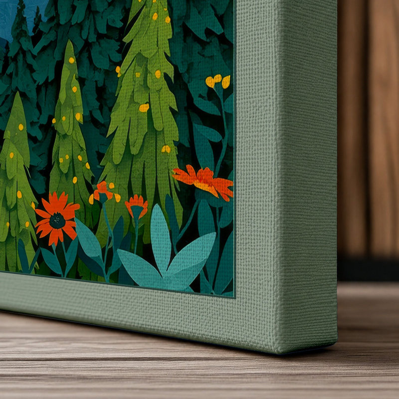Mountains Under Morning Sun Scandinavian - Wrapped Canvas, 36x24 - 91.4 x 61.0 cm, Sage Border