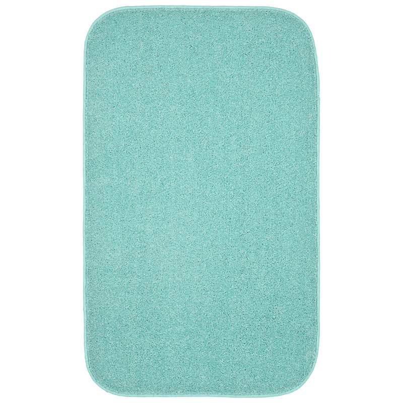 Monarrez Nylon Bath Rug with Non-Slip Backing, Single- 40" L x 24" W, Sea Foam