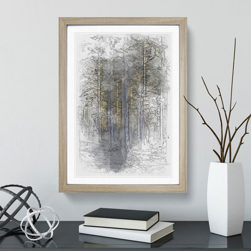 Sunlight Forest Vol.3 Sketch - Framed Print, Oak, 48cm H x 36cm W x 2cm D