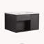 Meuble-lavabo mural 24 po en chêne foncé flottant avec lavabo en céramique, tablette ouverte et porte à fermeture en douceur