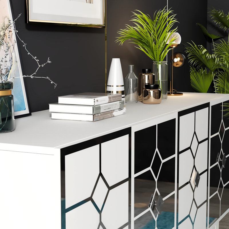 Oatley 150cm Console Table, White/Silver