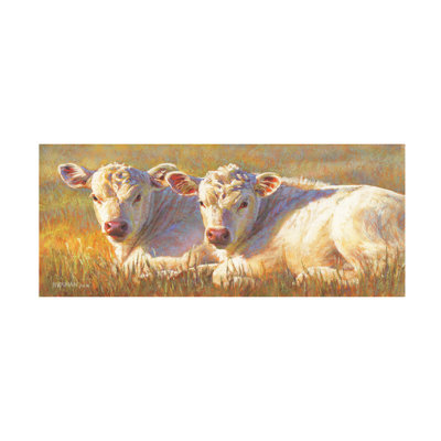 Art mural sur toile tendue - "Bela et Blanche" Rita Kirkman pour décoration de salon, de chambre à coucher ou de bureau - 20 x 47