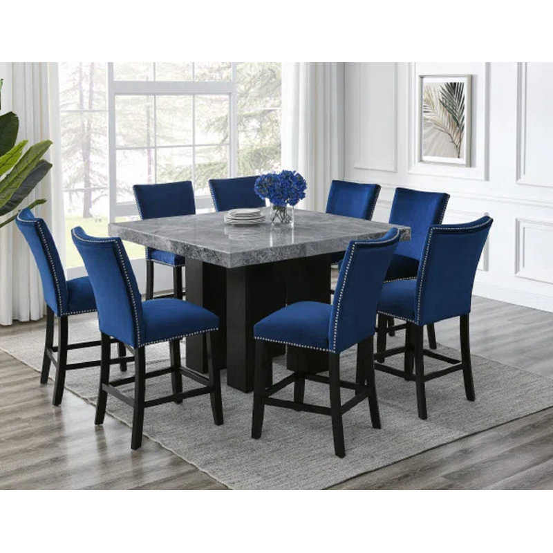 Anxhela Dining Set, 9 Pieces: Table, 8 Chairs