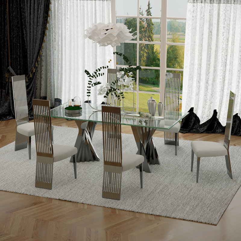 White Dining Chairs With Silver Legs, 6, Silver