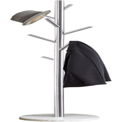 Metal Coat Rack Stand Satin Steel Finish Stable Marble Base, High-Grade with Hooks Metal Tree Hat -  Latitude RunÂ®, 7052675501F74CA4B3ACD1AE38F6A44E