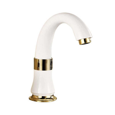 Robinet de salle de bain sans contact commercial blanc et or FONTANASHOWERS