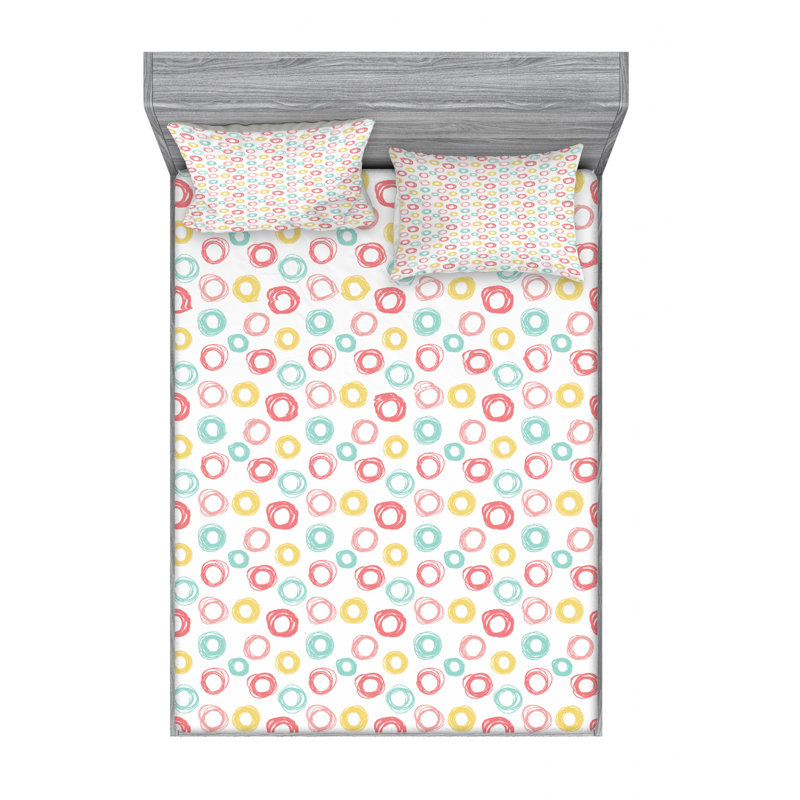 Microfiber Geometric Sheet Set, Queen Sheet Set with Fitted Sheet