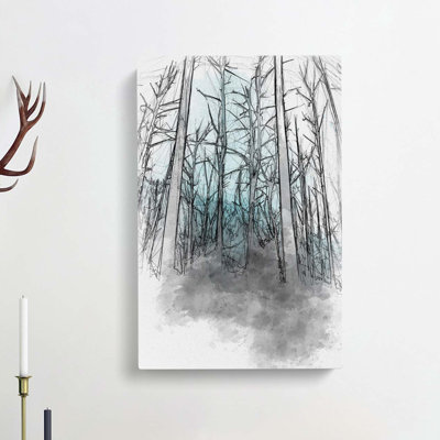 Misty Forest Abstract Art - Wrapped Canvas