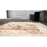 Neutral Purple Antique Chinese Crane Design Large Long and Narrow Size Peking Rug