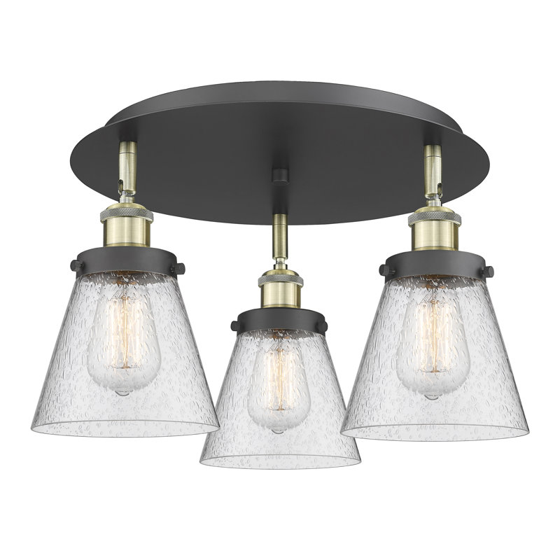 Cone 3 Light Flush Mount, Seedy, Black Antique Brass