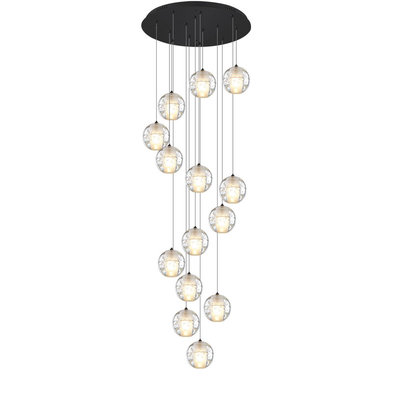 12-Light Modern Led Crystal Chandelier Black, Matte Black