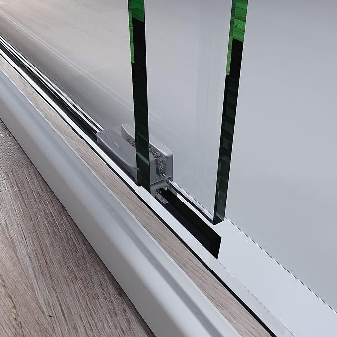 Semi-Frameless Sliding Shower Glass Door, 44-48 In. W X 72 In. H, Clear Tempered Glass, Brushed Nickel Handles | Gift Idea