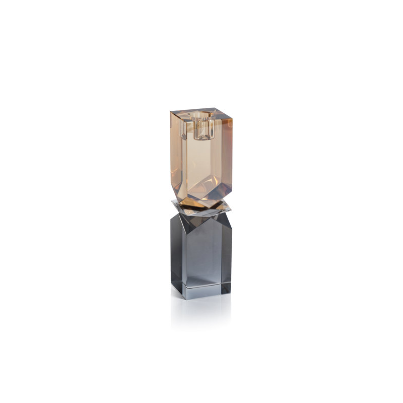 Bougeoir en verre Verdun Artistry, Ambre / fumée, H 7,5 po x l 2 po x P 2 po