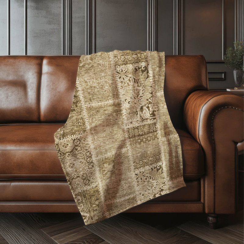 Jeté patchwork Addison Sherpa ASB635, Brun