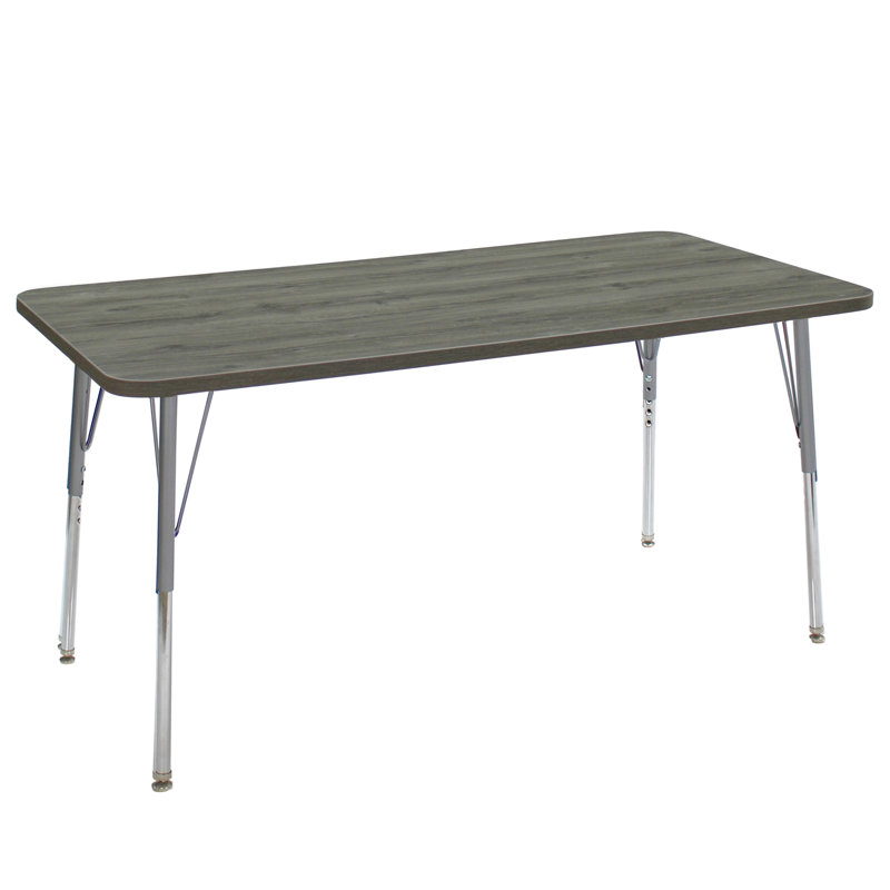 Table d'activité rectangulaire avec pieds réglables La Madera, Bois gris / argent, 36 po x 72 po, Standard