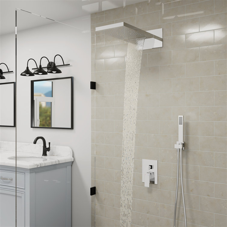Rainfall and Waterfall Shower System  with Huge Face Rain Shower Head, Rough-in Valve