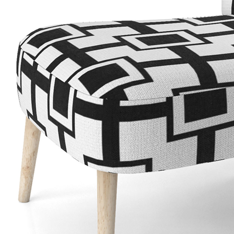 Chaise d'appoint rembourrée à motif géométrique noir et blanc
