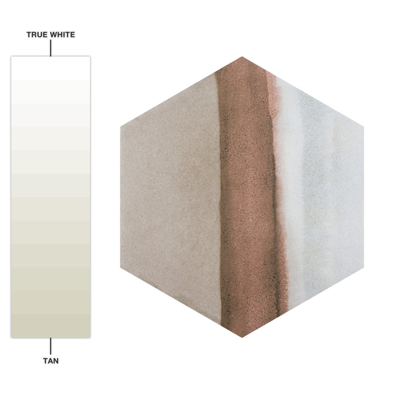 Matter Hex Canvas 8' x 9' Stone Look Wall & Floor Tile, Taupe/Red