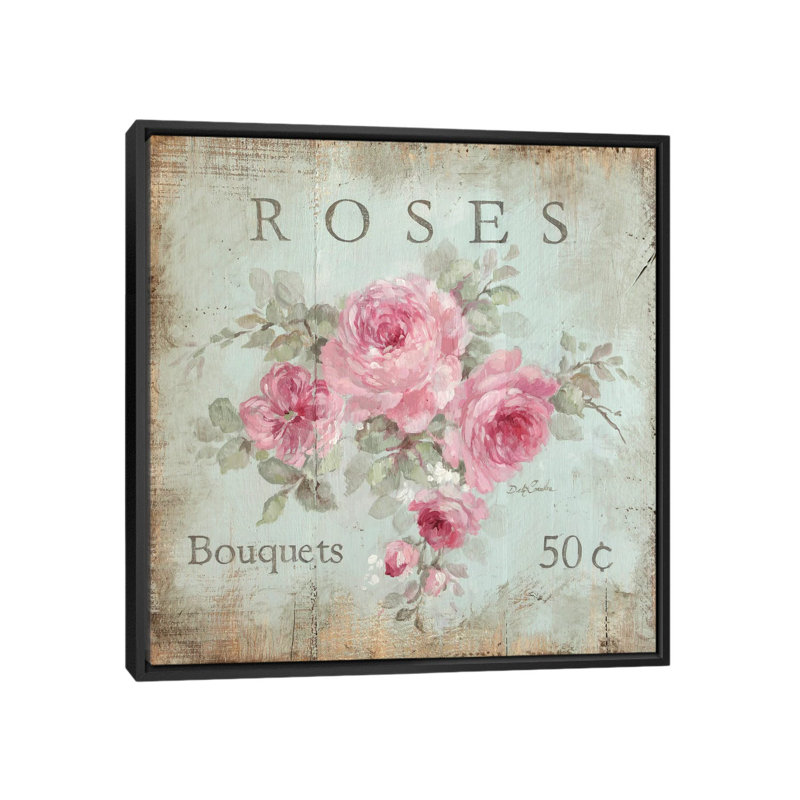 «Rose Bouquets (50 Cents)» par Debi Coules, impression sur toile tendue, H 37 po x l 37 po x P 1,5 po, Toile avec cadre noir