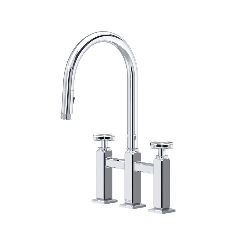 Apothecary Bridge Pull-Down Kitchen Faucet With C-Spout, Polished Chrome