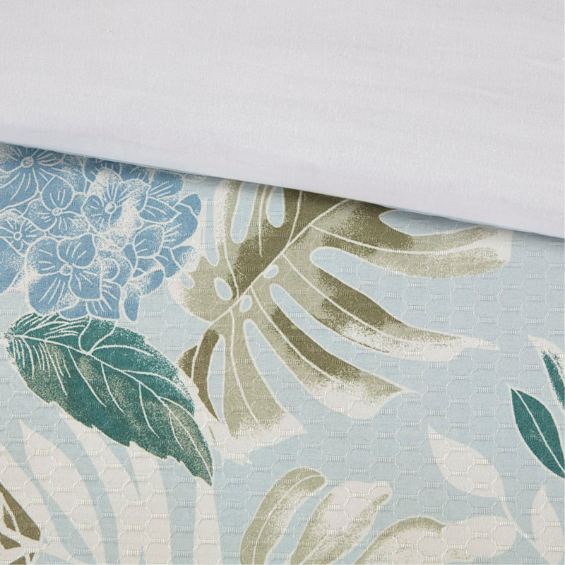 6 Piece Oversized Cotton Comforter Set With Throw Pillow Blue Queen