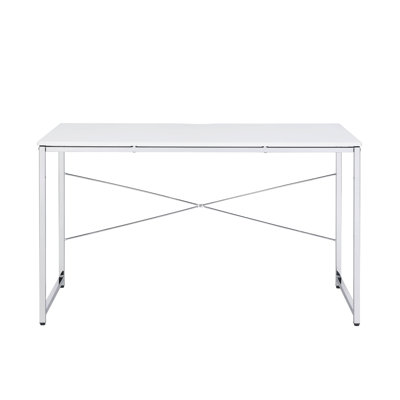 Bureau d'écriture blanc et chrome avec base traîneau
