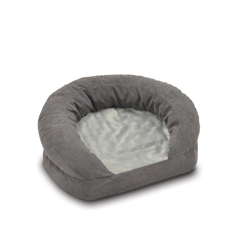Lit orthopédique pour chien avec traversin, Moyen (l 30 po x P 25 po x H 9 po), Velours gris