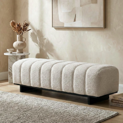 Nolyn Modern Upholstered Dining Bench with Rubber Wood Legs and Channel Tufting
