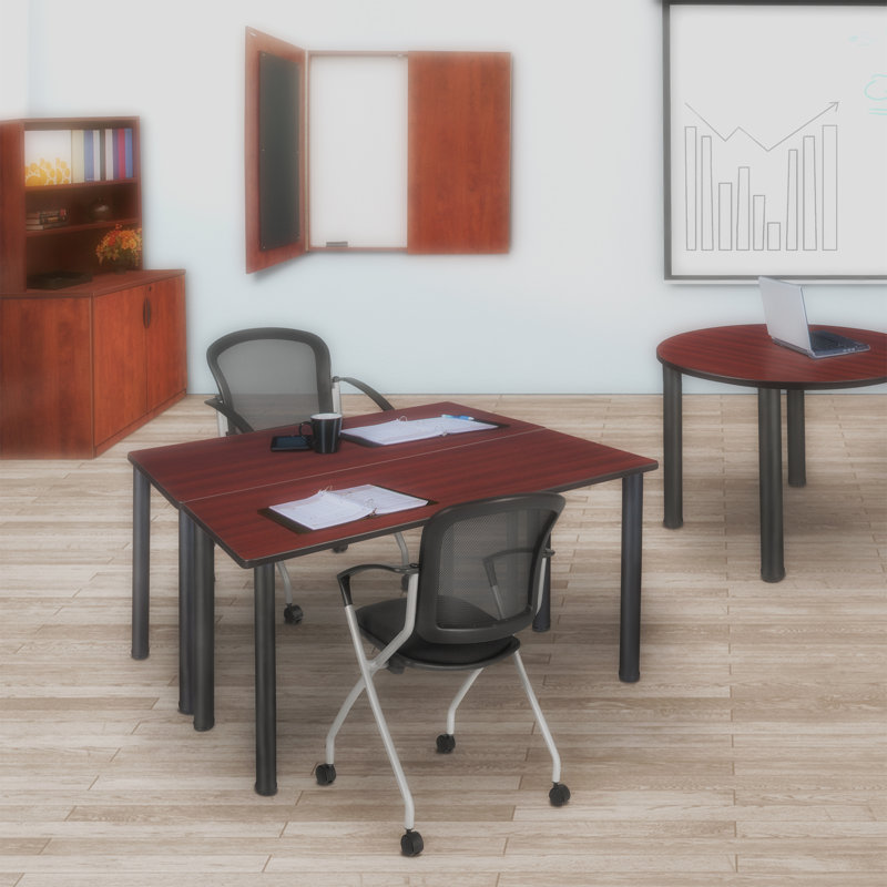 Plateau de table de formation Kee, H 29 po x L 48 po x l 24 po, Noir, Acajou