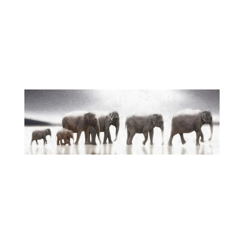 Elephant Mirage by Noah Bay - Wrapped Canvas Panoramic Print, 30.48 cm H x 91.44 cm W x 3.175 cm D