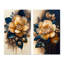 "Fleur de camélia jaune et bleu foncé", 2 pièces sur toile-1714538447-1714538443
