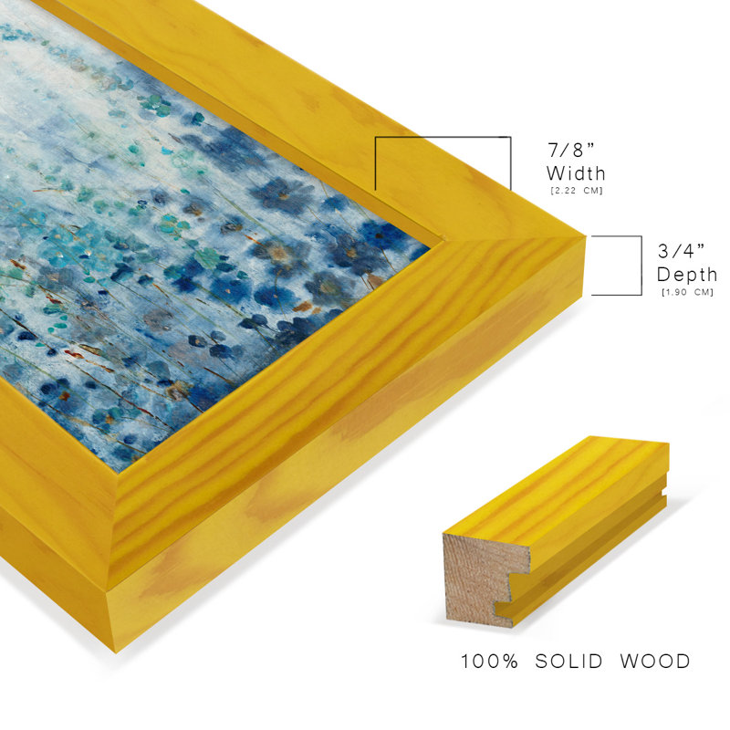 Misty Blooms I, reproduction d'art encadrée, H 9 po x l 7 po x P 1 po, Jaune tournesol