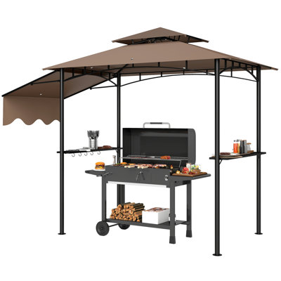 Modern Gazebos with Storage, Double Tier Metal BBQ Shelter