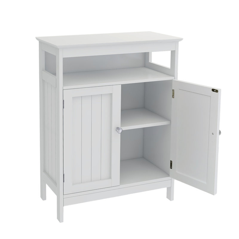 Armoire de rangement pour salle de bain - Blanc, portes à double volet, qualité E1, peinture lisse, beaucoup de rangement, étapes d'assemblage simples, finition résistante, espace généreux, instructions faciles