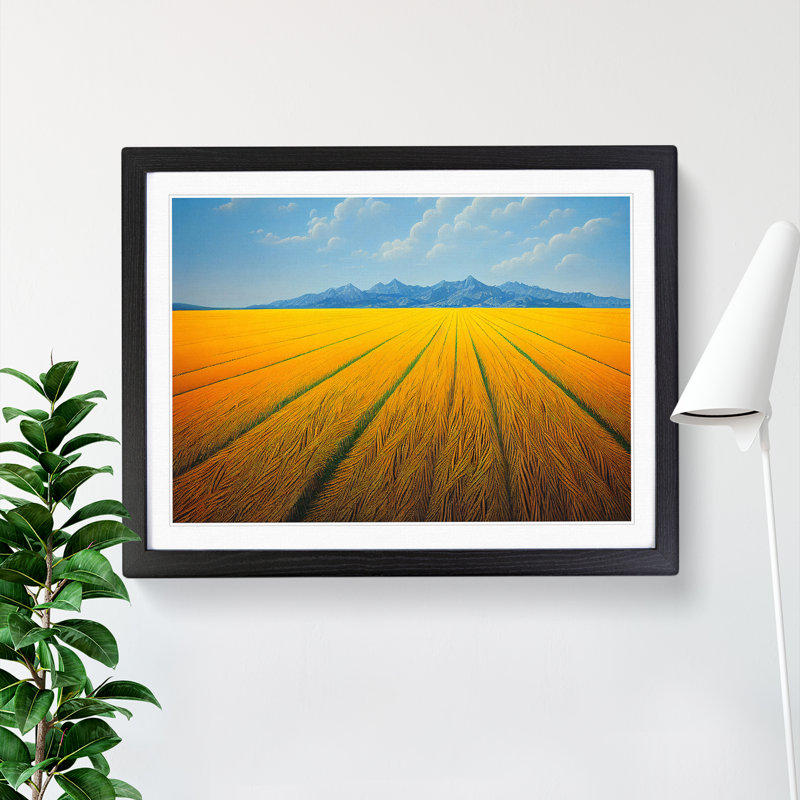 Delightful Wheat Field - Single Picture Frame Print, 25cm H x 34cm W, Black