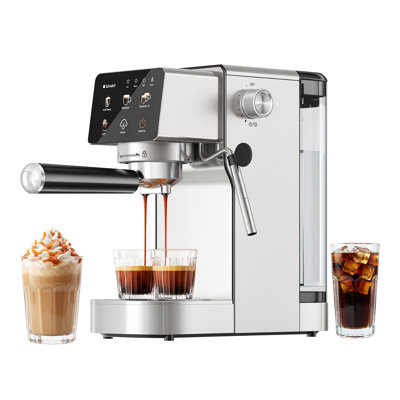 20 Bar Espresso Machine, Milk Frother for Cappuccino Latte, Hot & Cold Brew, 3 Temperature Levels, 1.2L Water Tank, Compatible with Capsule & Ground Coffee, Touch Screen, Stainless Steel