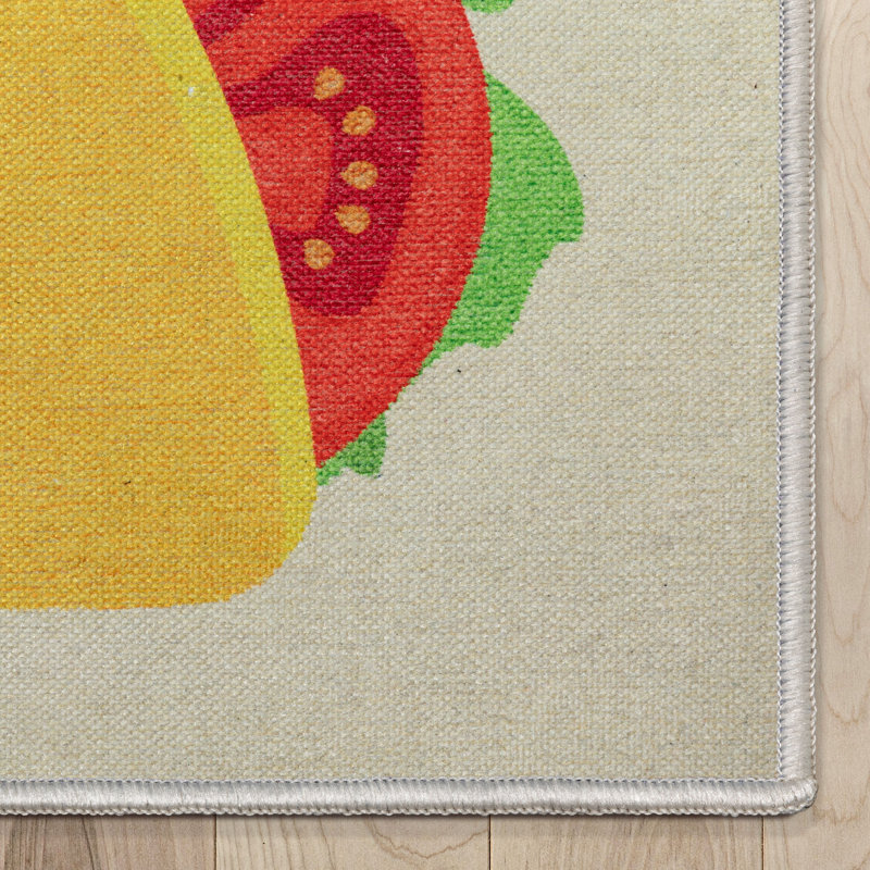 Tapis jaune Kehr Double Taco Novelty, Rectangle 3 pi 3 po x 5 pi