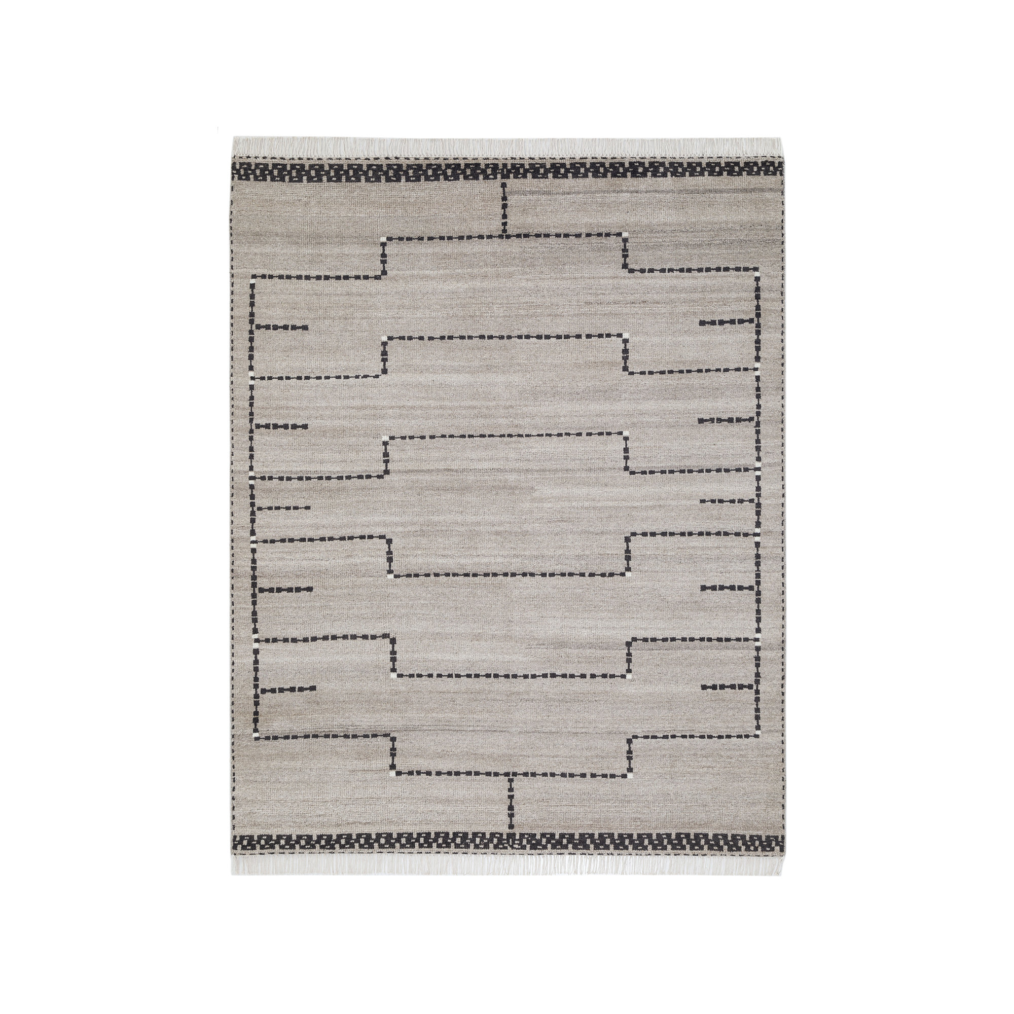 Sana Rug: Decorator Hand Knotted Rug in Natural/Black, Rectangle 8'10" x 11'11"