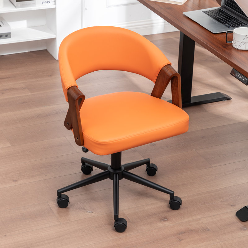Bryonie Faux Leather Swivel Office Chair, Orange