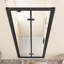 Porte de douche à double pivot pliable noire, 30 po x 72 po, conception pliante et peu encombrante, verre trempé transparent de 1/4 po, fixation réversible, poignée en acier inoxydable