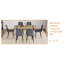 Ensemble de table et de chaises. Une table de salle à manger rectangulaire rétro minimaliste avec un dessus spécialement texturé et des pieds en métal, jumelée à 6 chaises-678613057-678613059