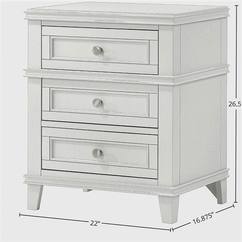 Table de chevet 3 tiroirs blanche avec USB
