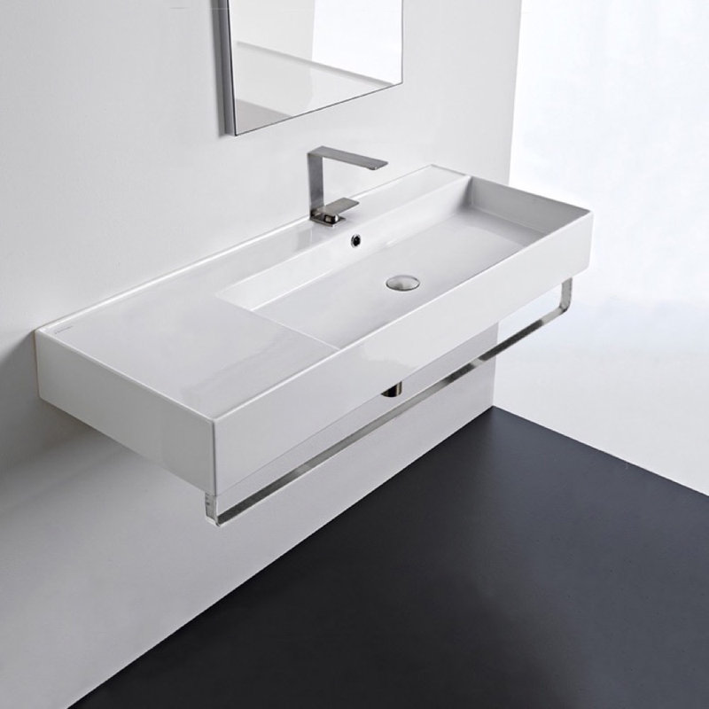 Scarabeo by Nameeks 18.1 " Ceramic Rectangular Bathroom Sink and Overflow Hole, One Hole