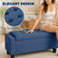 Banc ottoman de rangement en tissu capitonné avec accoudoirs-141969157