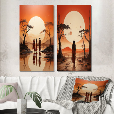 Tribu africaine, ensemble de 2 toiles d'art himba