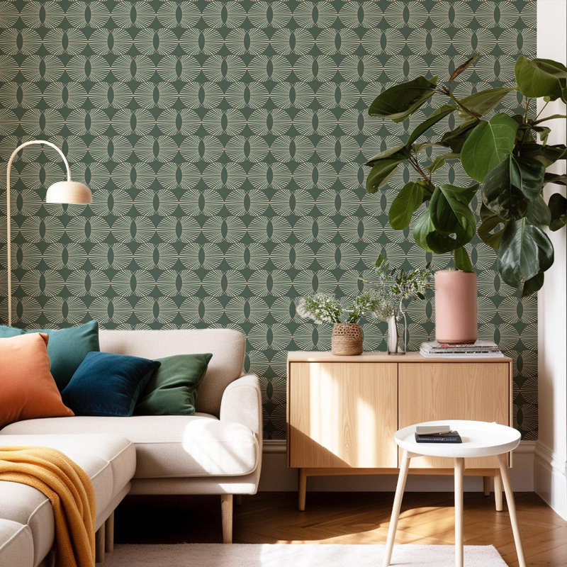 Paume - Papier peint Evergreen par Julianne Taylor Style, Toile de ramie synthétique